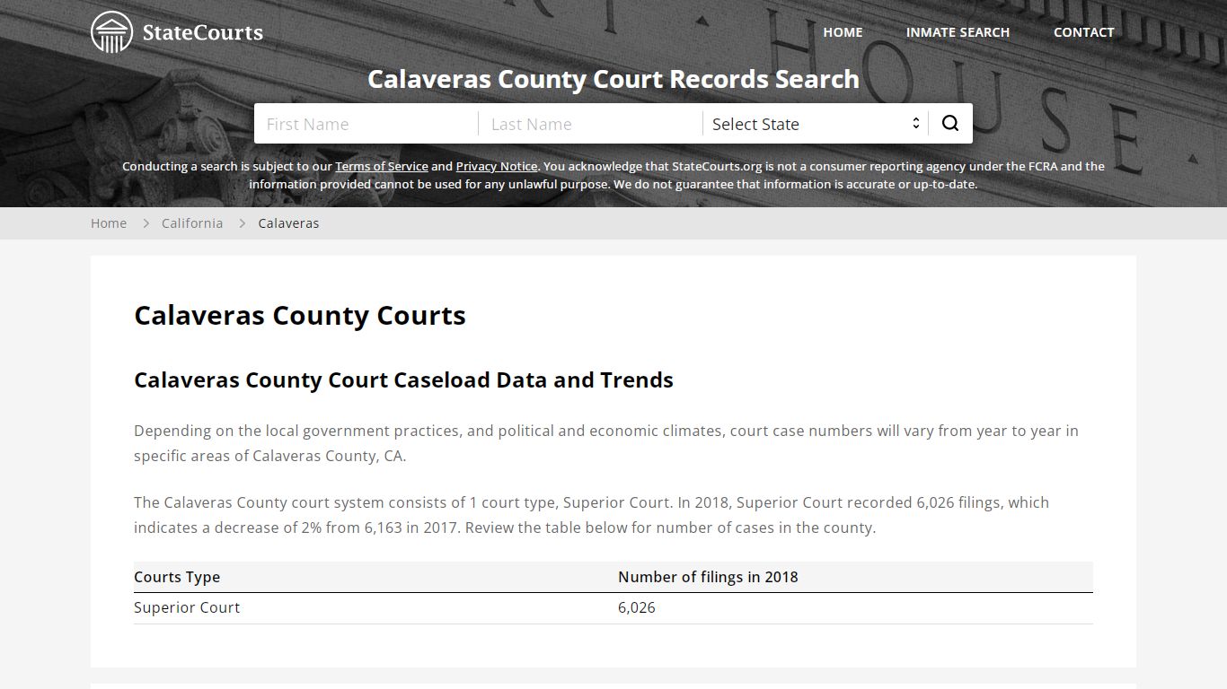 Calaveras County, CA Courts - Records & Cases - StateCourts