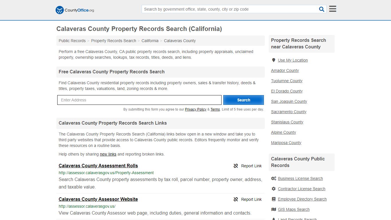 Calaveras County Property Records Search (California) - County Office